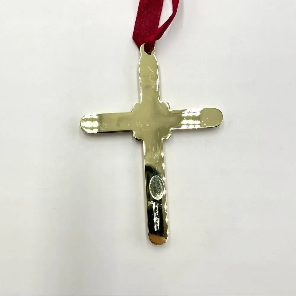 Lot of 2 Harvey Lewis‎ Swarovski Crystal Ornaments - Silver Heart & Gold Cross